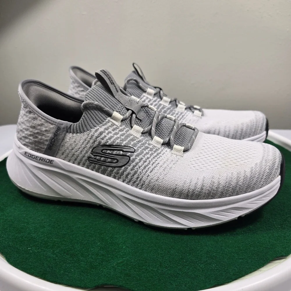 Skechers Edgeride Slip-ins Running Shoes Mens 11 White/Gray 232932 WGY Clean! - Picture 2 of 11